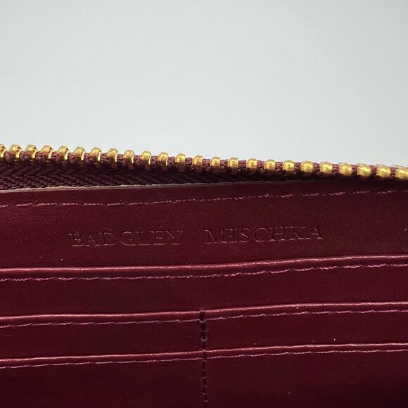 Badgley Mischka Womens Long Wallet Phone Pocket Wristlet Plum Vegan Leather NWT - Picture 7 of 14